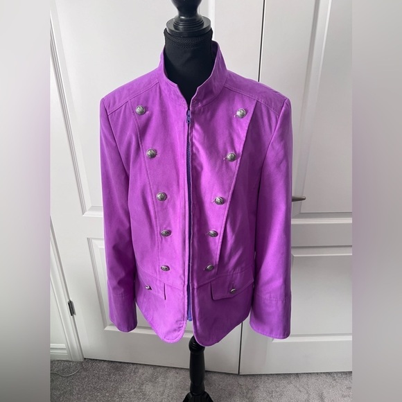 Women's Purple Double-Breasted Jacket - Picture 2 of 16